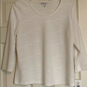 🎉HP🎉 Allison Daley Women Ivory Shirt, SZ PS/P, Scoop Neckline, 3/4 Sleeve